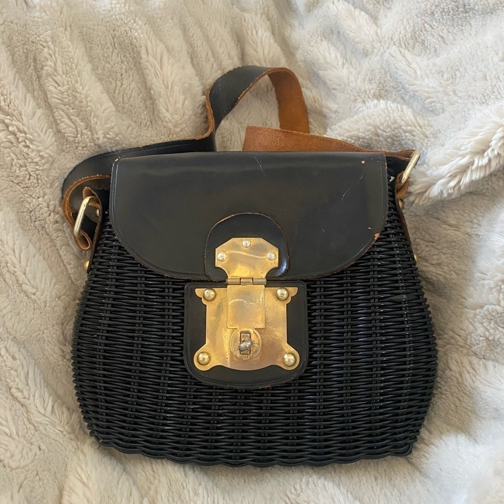 Vintage Orbach’s Black and Gold Basket Bag
